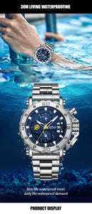 Relógio Masculino CRRJU Sport Chronograph  Top Marca Luxo   À Prova D'água