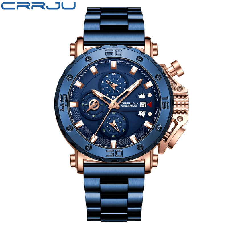 Relógio Masculino CRRJU Sport Chronograph  Top Marca Luxo   À Prova D'água