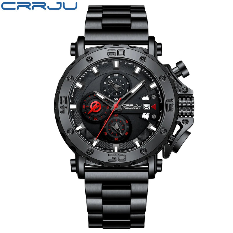 Relógio Masculino CRRJU Sport Chronograph  Top Marca Luxo   À Prova D'água