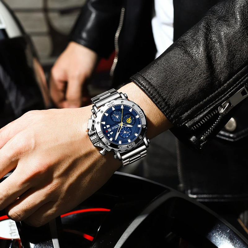 Relógio Masculino CRRJU Sport Chronograph  Top Marca Luxo   À Prova D'água