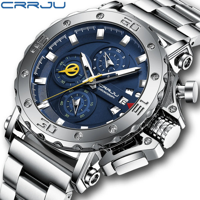 Relógio Masculino CRRJU Sport Chronograph  Top Marca Luxo   À Prova D'água
