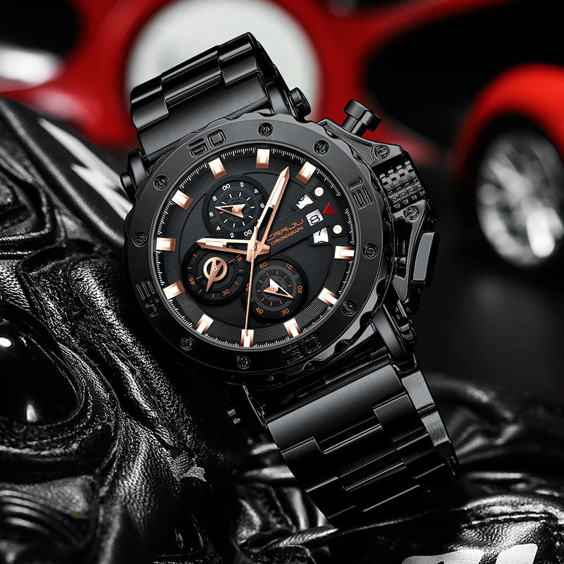 Relógio Masculino CRRJU Sport Chronograph  Top Marca Luxo   À Prova D'água