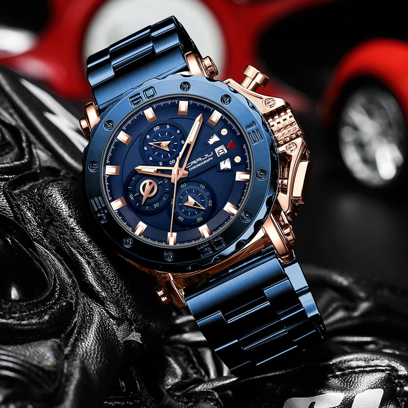 Relógio Masculino CRRJU Sport Chronograph  Top Marca Luxo   À Prova D'água