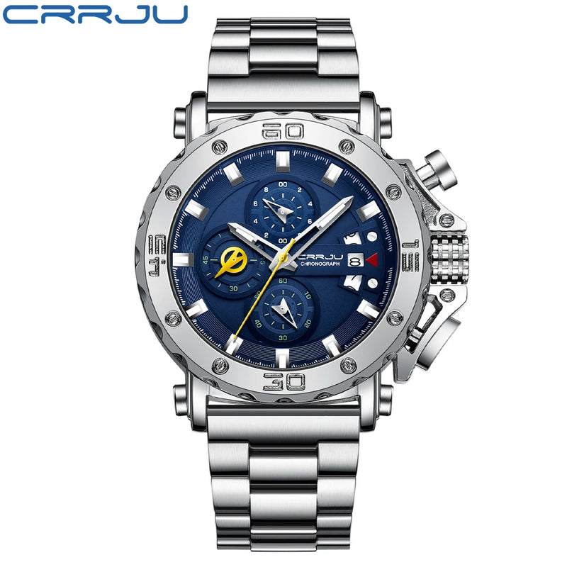 Relógio Masculino CRRJU Sport Chronograph  Top Marca Luxo   À Prova D'água