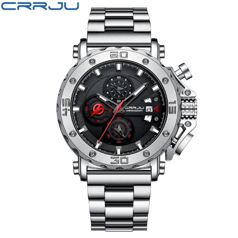 Relógio Masculino CRRJU Sport Chronograph  Top Marca Luxo   À Prova D'água