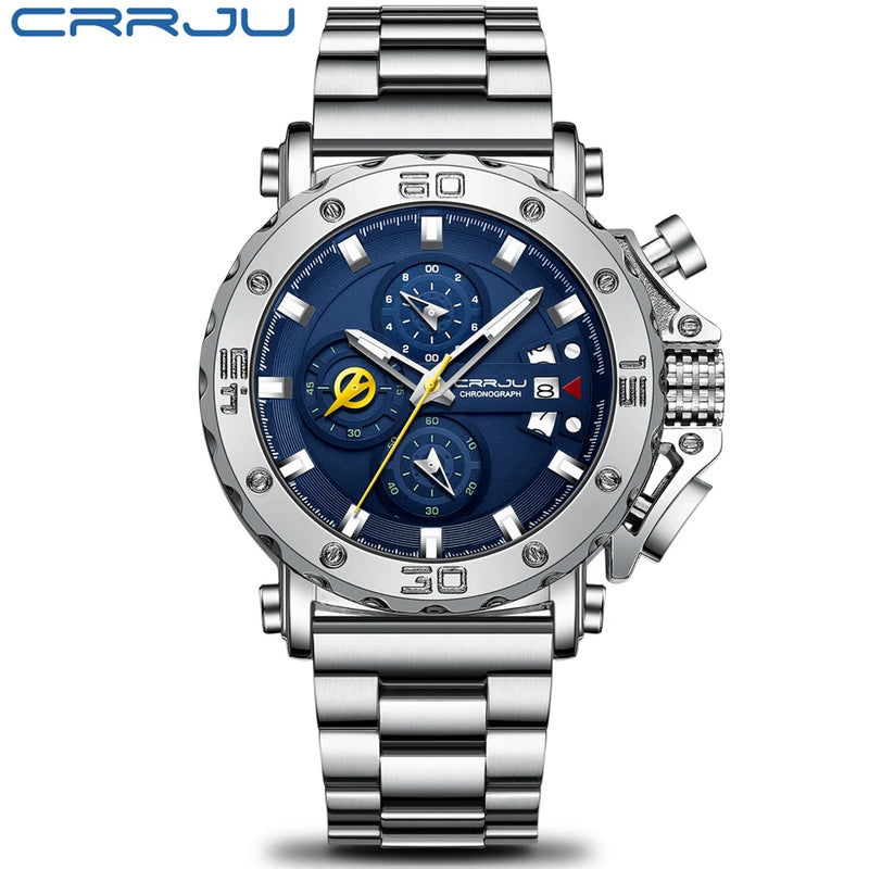 Relógio Masculino CRRJU Sport Chronograph  Top Marca Luxo   À Prova D'água