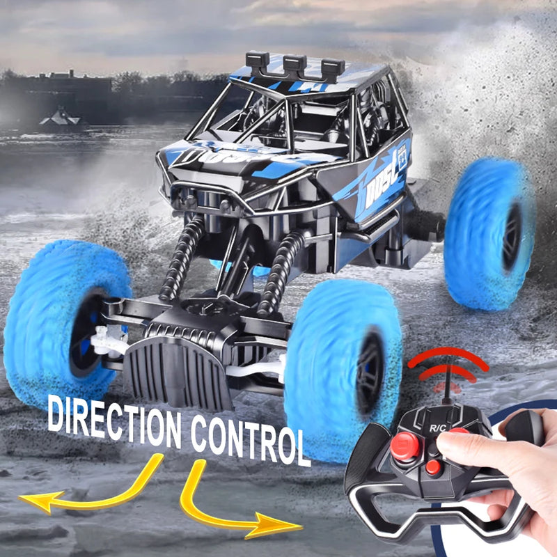 Carro de controle remoto com luzes coloridas piscantes, rodas de borracha