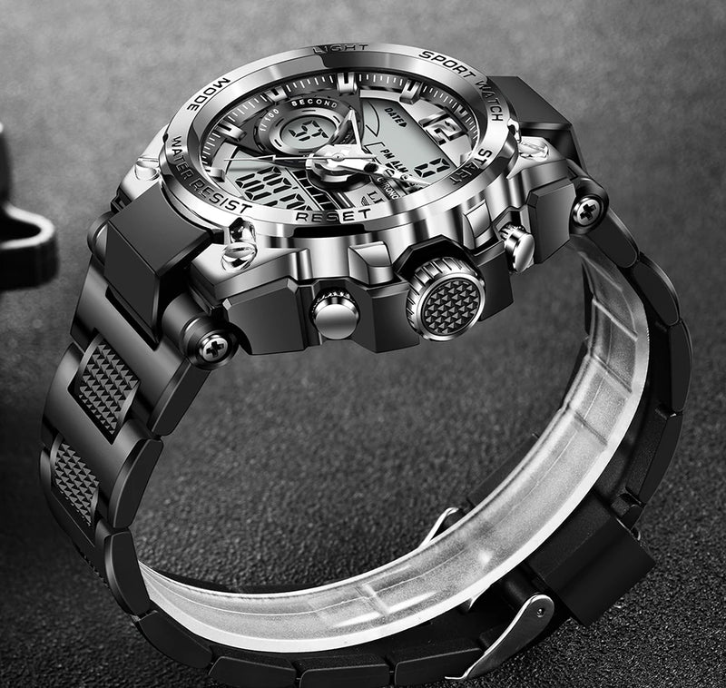 Relógio de pulso Masculino LED Digital Dual Display Luminoso