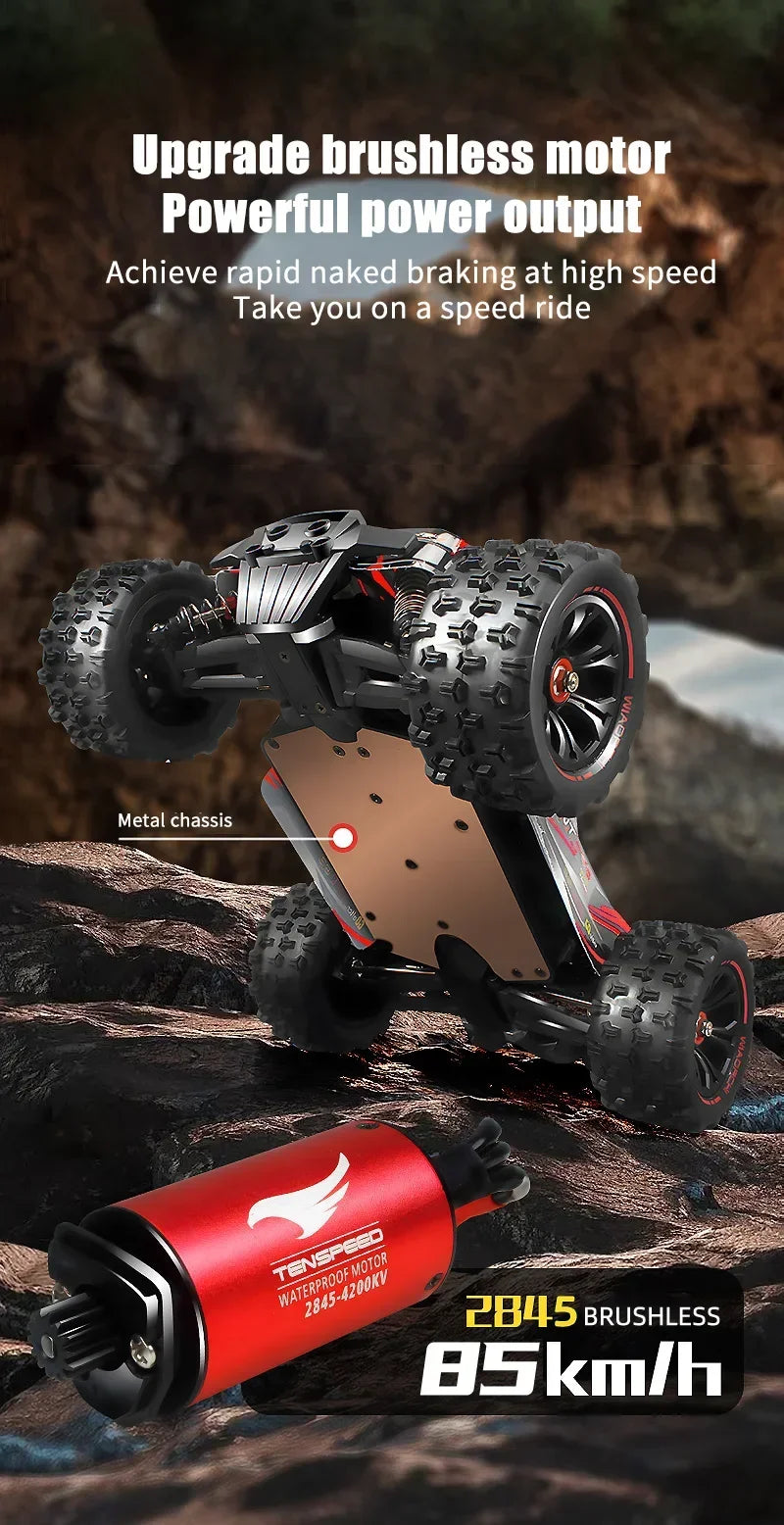 85 km/h carro de controle remoto de alta velocidade sem escova 4x4 off-road drift carro de corrida profissional