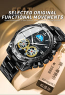 Relógios masculinos de quartzo de luxo Binbond, relógio de pulso à prova d'água