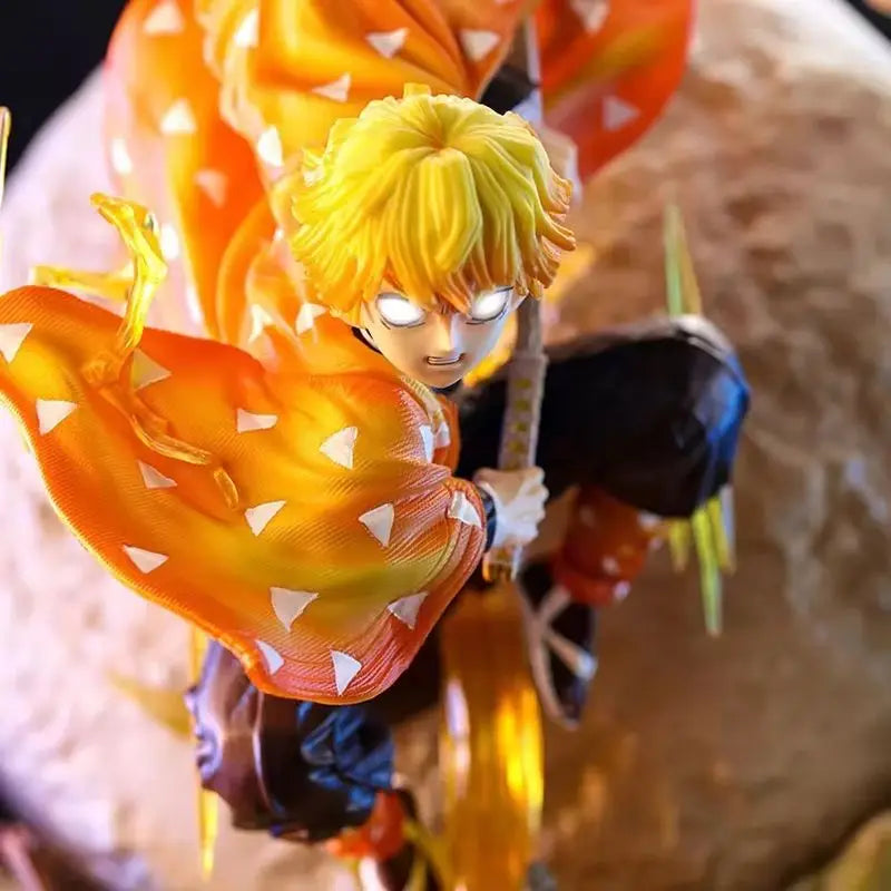 Action figures de 51 cm Demon Slayer Agatsuma Zenitsu, modelo de coleção de bonecas de pvc, decoração de quarto luminosa