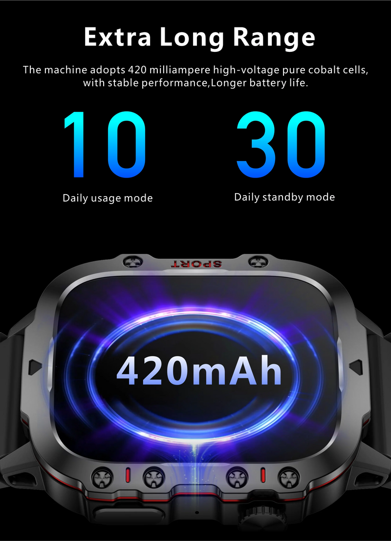 smartwatch inteligente LIGE com tela de 1,96 polegadas, chamada Bluetooth de 420 mAh, assistente de voz, relógio esportivo, fitness, à prova d'água