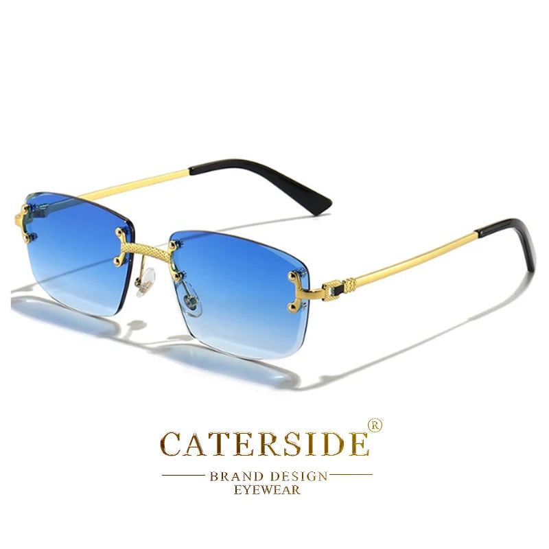 Óculos de sol Caterside retrô sem aro quadrado, masculino e feminino, proteção UV400
