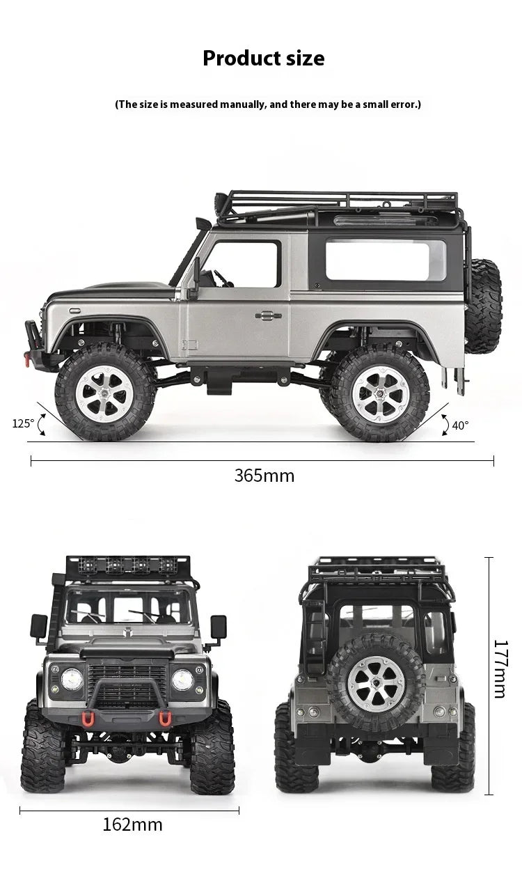 Carro de controle remoto de escalada real com câmera Rc Car Off Road 4x4 Land Rover Defender D90 Modelo Rc Veículo Off-Road