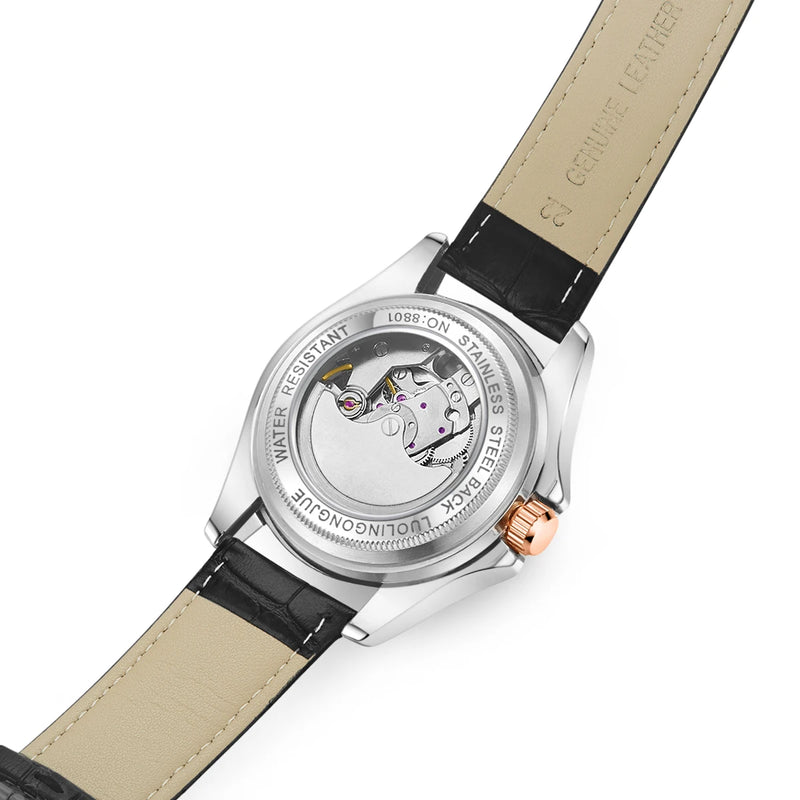 Relógio masculino automático luxuoso, mostrador luminoso com céu estrelado, movimento turbilhão elegante não requer bateria
