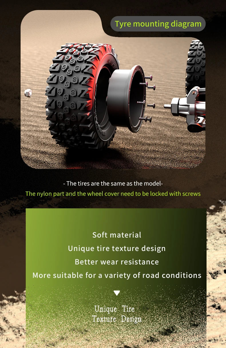 Carro de controle remoto 4x4 Super Brushless  Carro Off-Road de Alta Velocidade