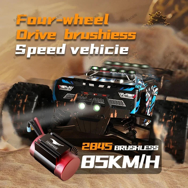 85 km/h carro de controle remoto de alta velocidade sem escova 4x4 off-road drift carro de corrida profissional