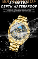 Relógios masculinos de quartzo de luxo Binbond, relógio de pulso à prova d'água