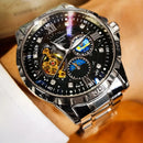 Relógio masculino automático luxuoso, mostrador luminoso com céu estrelado, movimento turbilhão elegante não requer bateria