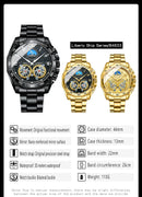 Relógios masculinos de quartzo de luxo Binbond, relógio de pulso à prova d'água