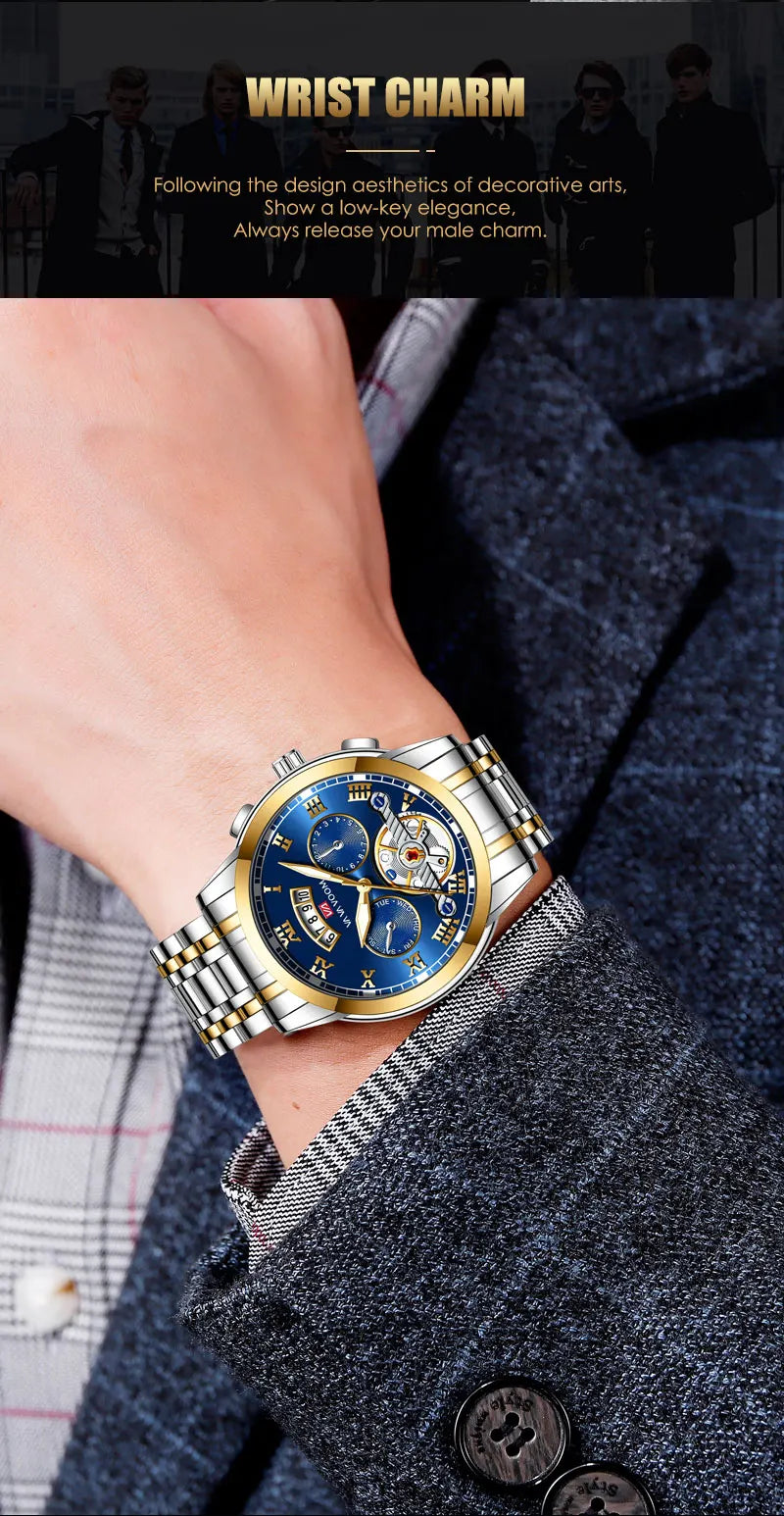 Relógio Masculino Top Luxo Aço Inoxidável Casual