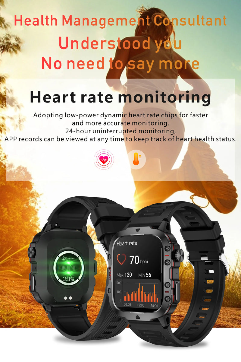 smartwatch inteligente LIGE com tela de 1,96 polegadas, chamada Bluetooth de 420 mAh, assistente de voz, relógio esportivo, fitness, à prova d'água