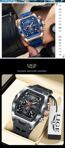 Relógio Masculino LIGE Luxo À Prova D'água Quartzo