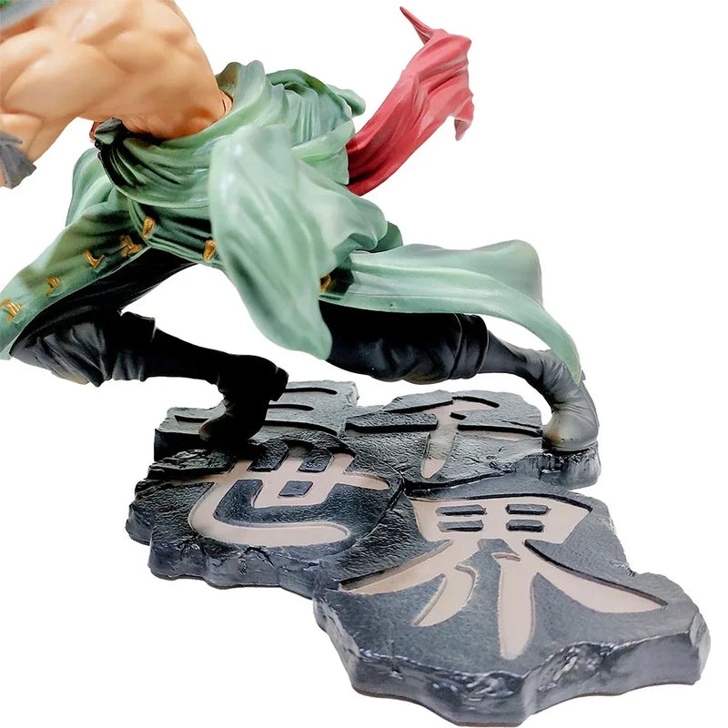 Action figure Luffy de 18 cm, Roronoa Zoro três lâminas,