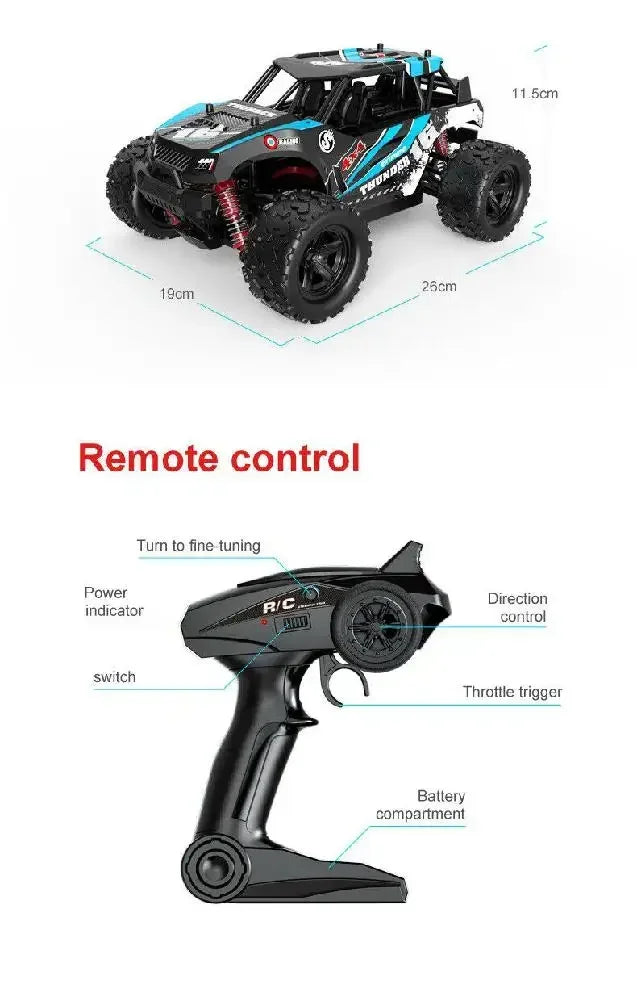 Carro de controle remoto 2,4 GHz RC carro todo-terreno 45 km/h 1:18 Caminhão off-road