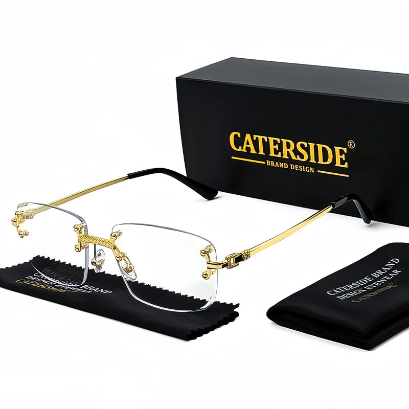 Óculos de sol Caterside retrô sem aro quadrado, masculino e feminino, proteção UV400