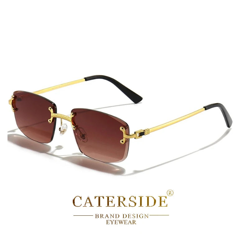 Óculos de sol Caterside retrô sem aro quadrado, masculino e feminino, proteção UV400