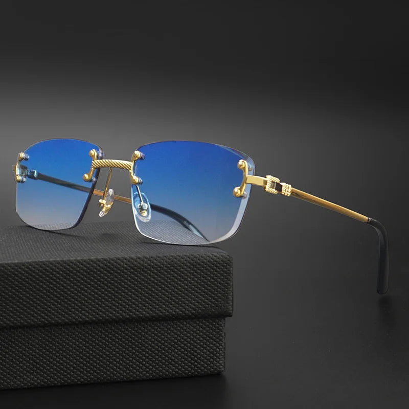Óculos de sol Caterside retrô sem aro quadrado, masculino e feminino, proteção UV400
