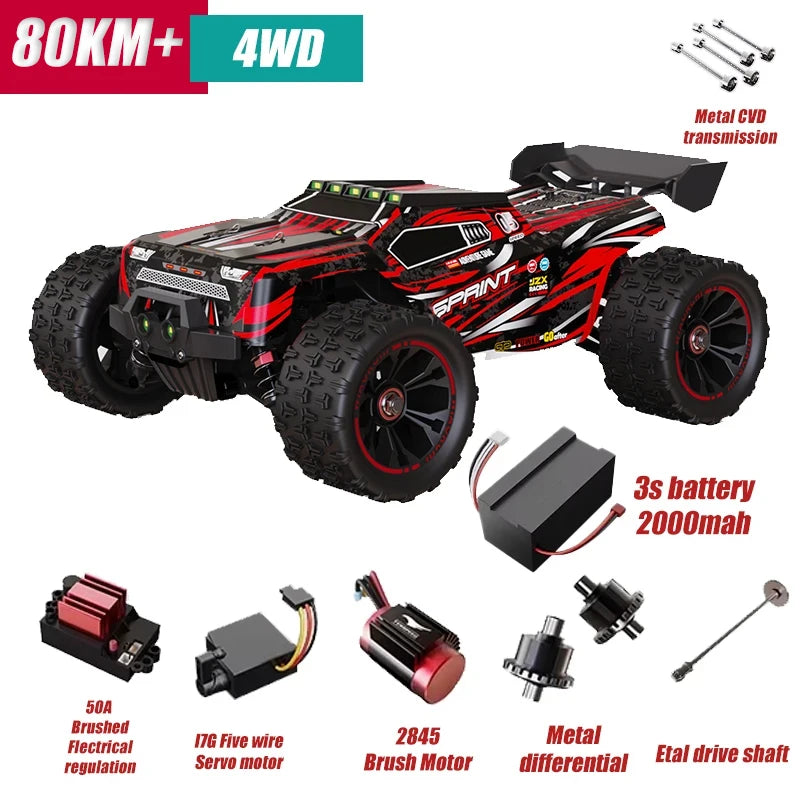 85 km/h carro de controle remoto de alta velocidade sem escova 4x4 off-road drift carro de corrida profissional
