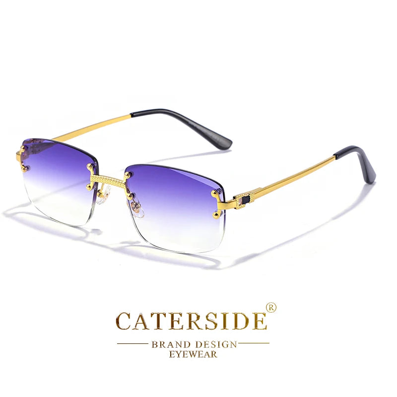 Óculos de sol Caterside retrô sem aro quadrado, masculino e feminino, proteção UV400