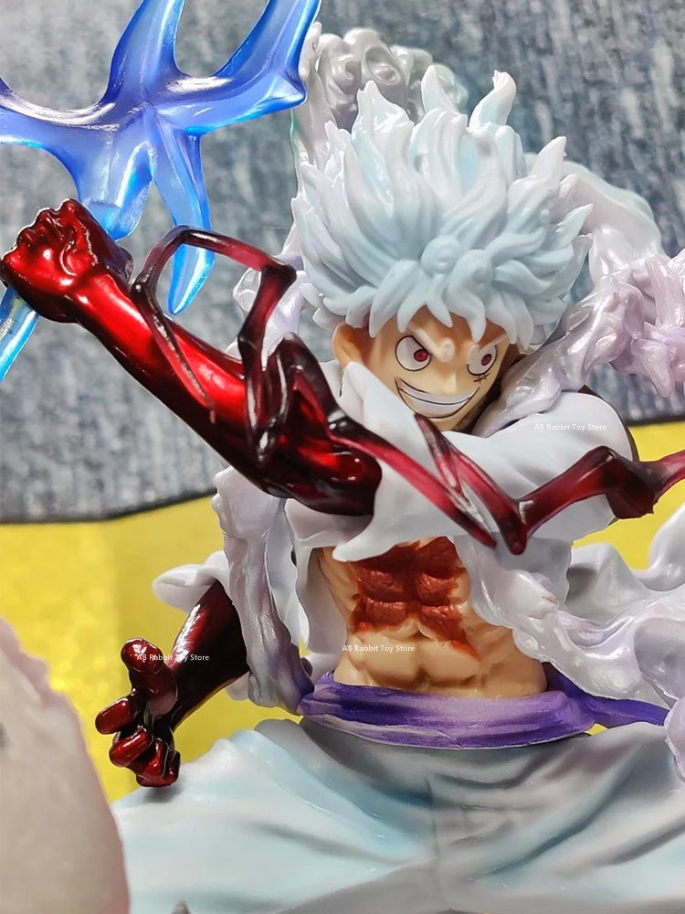 action figure One Piece Nika Luffy Luffy Deus Sol Gear 5 com Bola de Luz 28 cm PVC Modelo Coleção