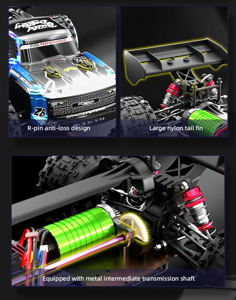 Carro de controle remoto 4x4 Super Brushless  Carro Off-Road de Alta Velocidade