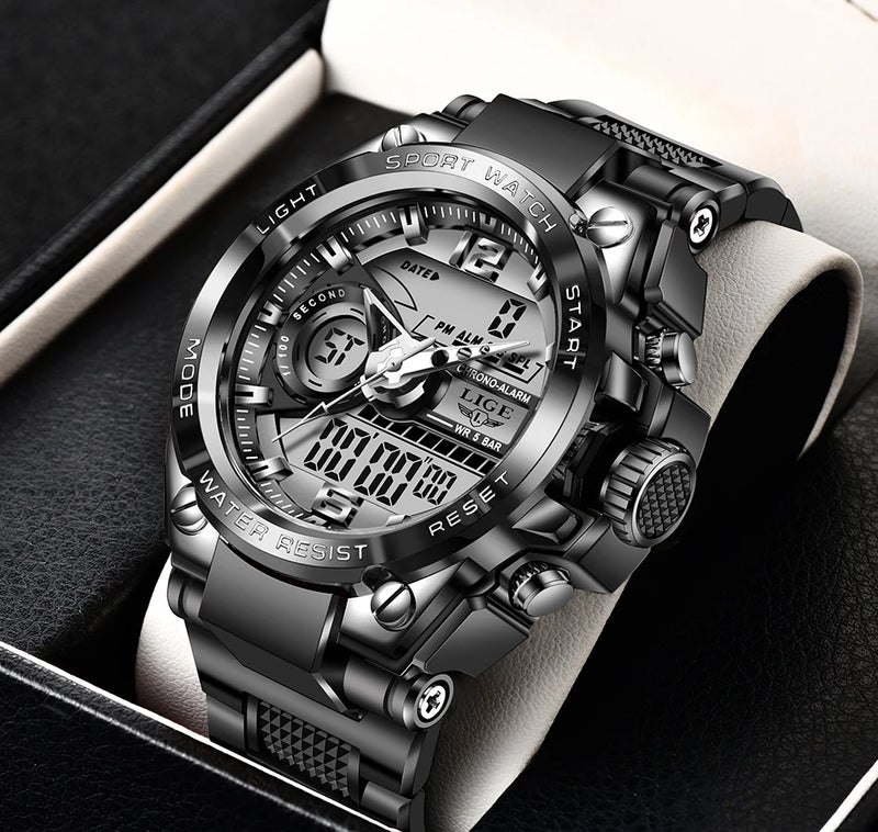 Relógio de pulso Masculino LED Digital Dual Display Luminoso
