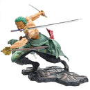 Action figure Luffy de 18 cm, Roronoa Zoro três lâminas,