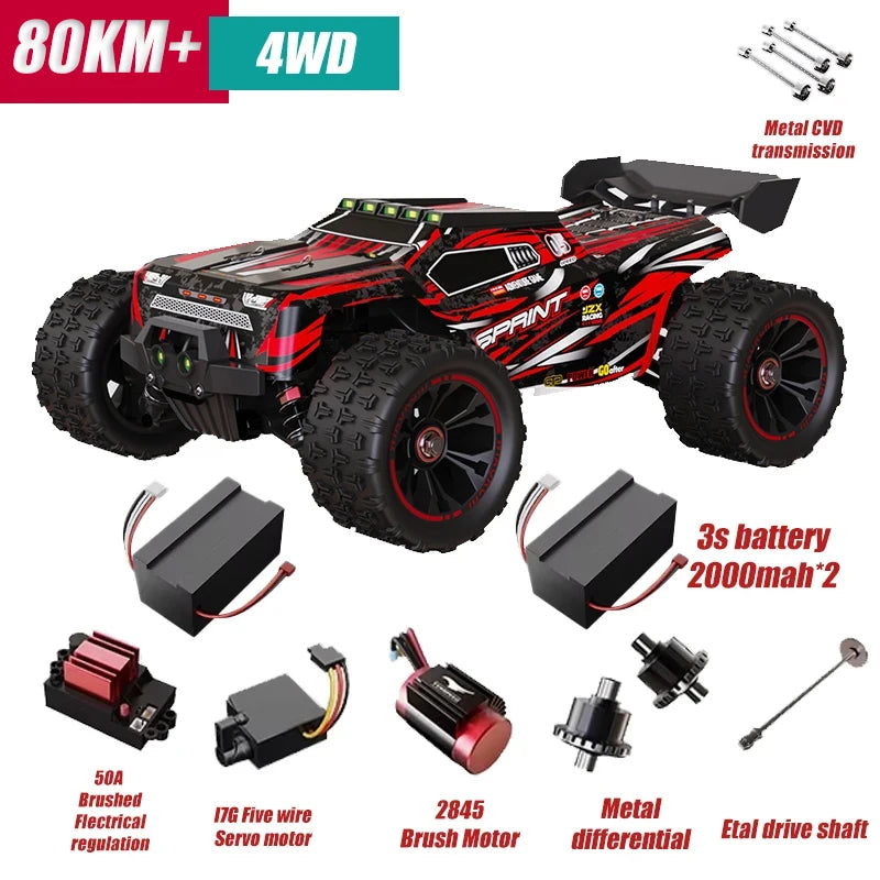 85 km/h carro de controle remoto de alta velocidade sem escova 4x4 off-road drift carro de corrida profissional