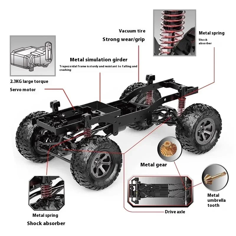 Carro de controle remoto de escalada real com câmera Rc Car Off Road 4x4 Land Rover Defender D90 Modelo Rc Veículo Off-Road