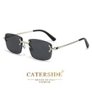 Óculos de sol Caterside retrô sem aro quadrado, masculino e feminino, proteção UV400