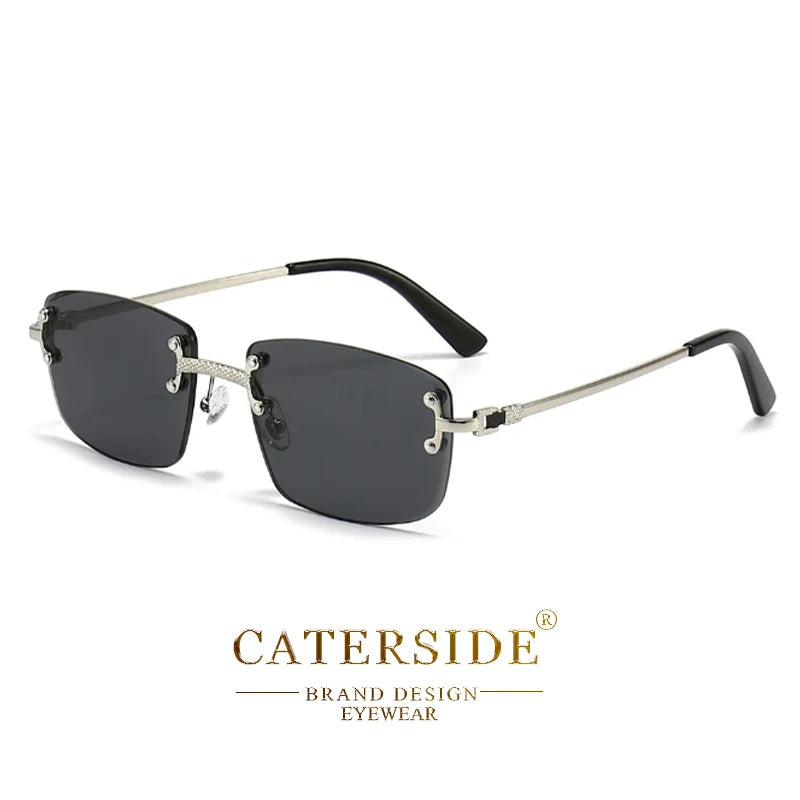 Óculos de sol Caterside retrô sem aro quadrado, masculino e feminino, proteção UV400