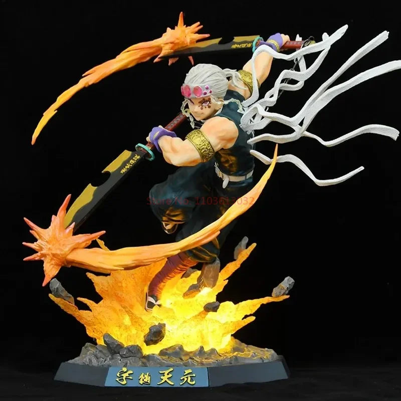 Action Figures de pvc demon slayer up uzui tengen kimetsu no yaiba, com luz led