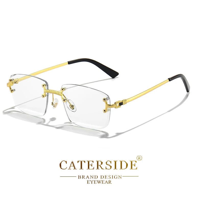 Óculos de sol Caterside retrô sem aro quadrado, masculino e feminino, proteção UV400