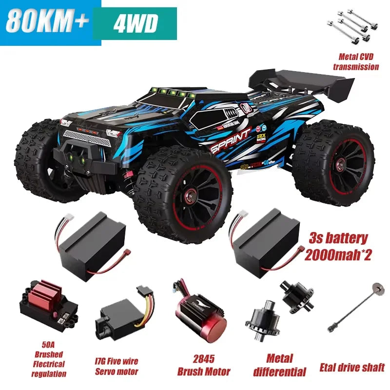 85 km/h carro de controle remoto de alta velocidade sem escova 4x4 off-road drift carro de corrida profissional
