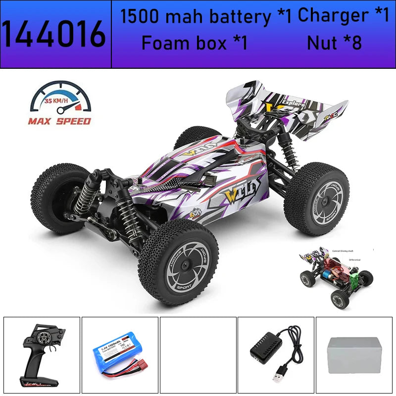 Carro de Corrida 60Km Controle Remoto Alta Velocidade Off-Road Drift Absorção de Choque