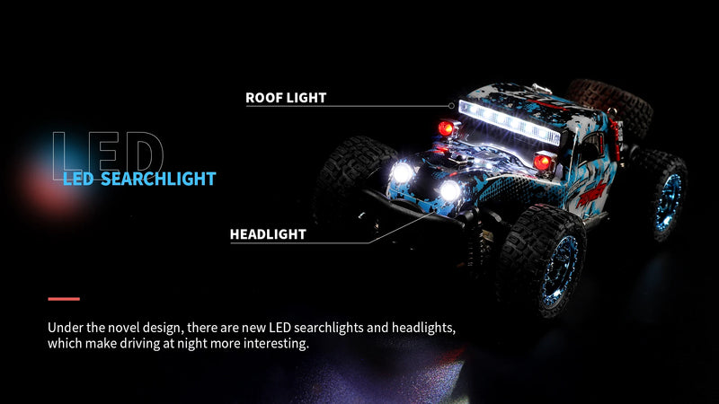 Carro de controle com luzes LED 30 km/h chassi de metal elétrico de alta velocidade