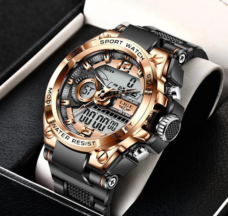 Relógio de pulso Masculino LED Digital Dual Display Luminoso