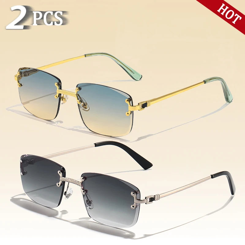 Óculos de sol Caterside retrô sem aro quadrado, masculino e feminino, proteção UV400