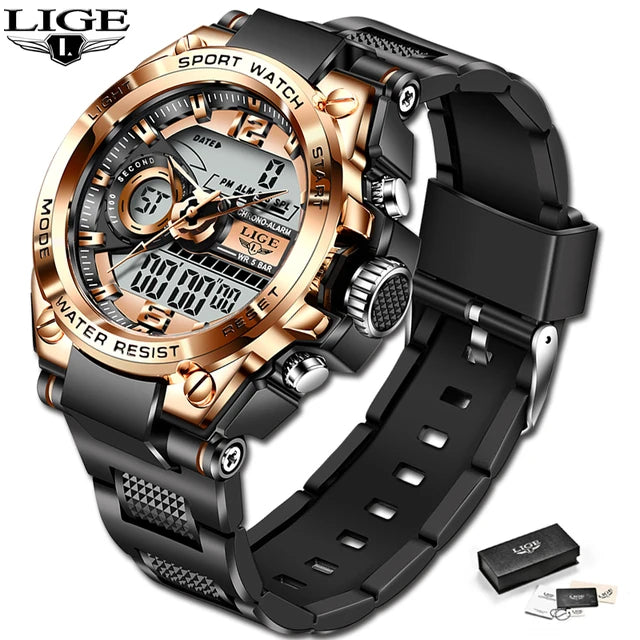 Relógio de pulso Masculino LED Digital Dual Display Luminoso